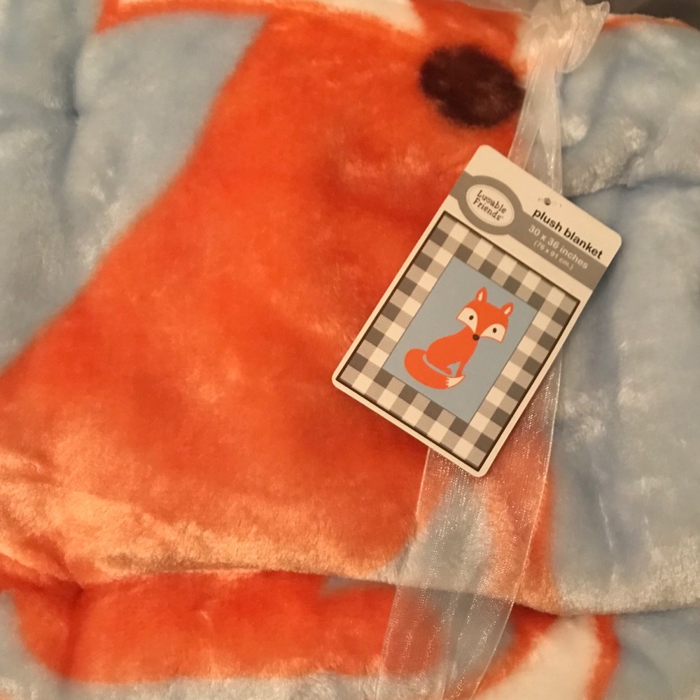 Fox themed plush baby blanket